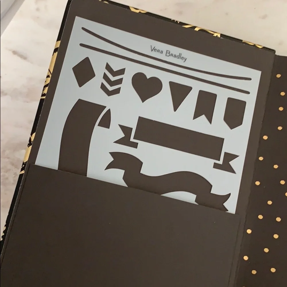 Vera Bradley Dotted Journal Vines Floral Black & Gold